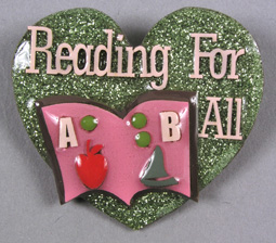 Photo of "Reading For All" braille pin